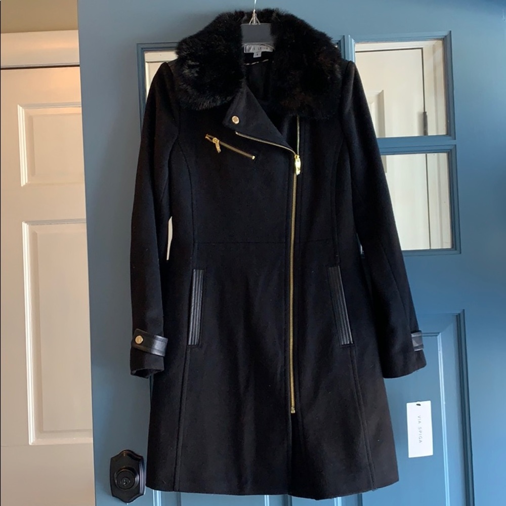 Via Spiga Wool Fur Collar coat